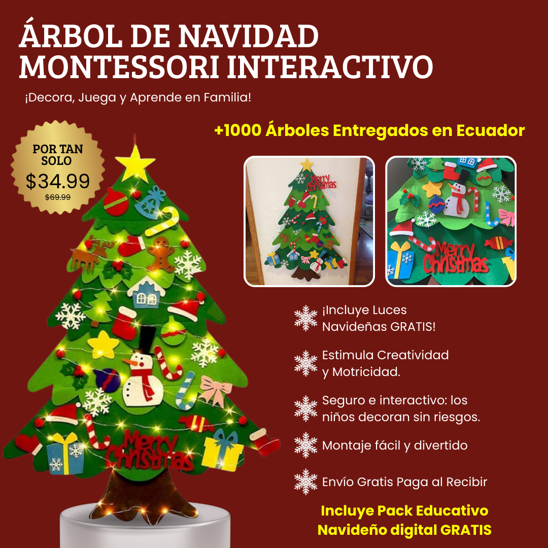 Árbol de Navidad de Fieltro + Luces Gratis